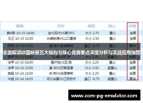 全面解读欧国联赛五大规则与核心竞赛要点深度分析与实战应用指南